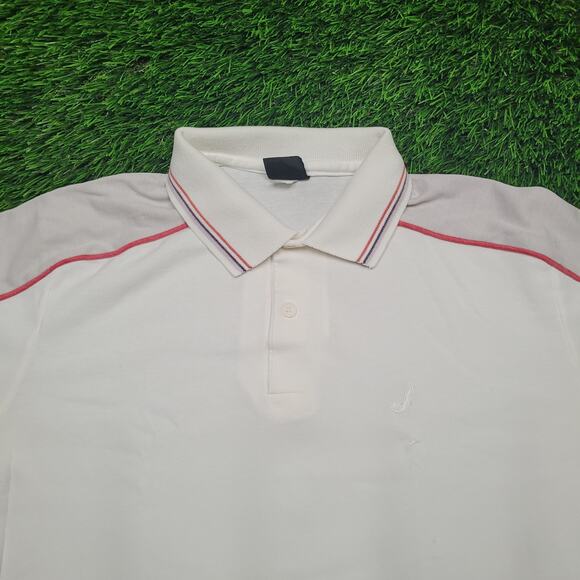 VTG 80s Jantzen Made in USA Polo Shirt Mens Medium Color Block Stripe Knit - Picture 2 of 9